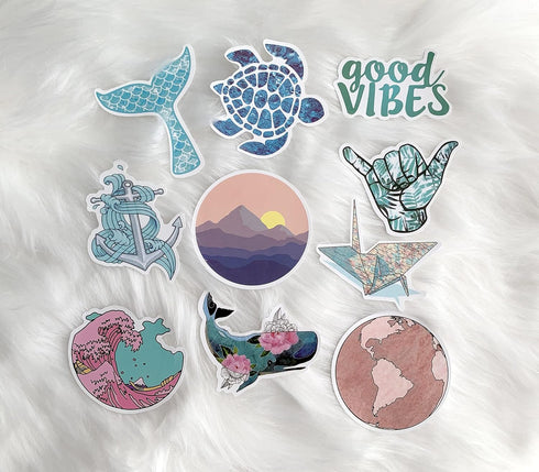 ARTIVO Cute Stickers for Water Bottle, 50 Pack Aesthetic VSCO Waterproof Vinyl Decals for Teens Girls