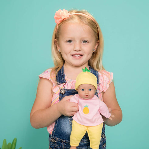 ADORA 11" Soft Cuddly Baby Doll - Blue Eyes, Blonde Hair, Bottle, Beanie, Pink/Yellow - Amazon Exclusive