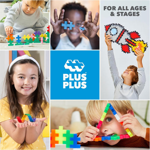 PLUS PLUS 240 Piece Rainbow Mix Interlocking Building Blocks for Kids, Open Ended STEM Classroom Mini Toys