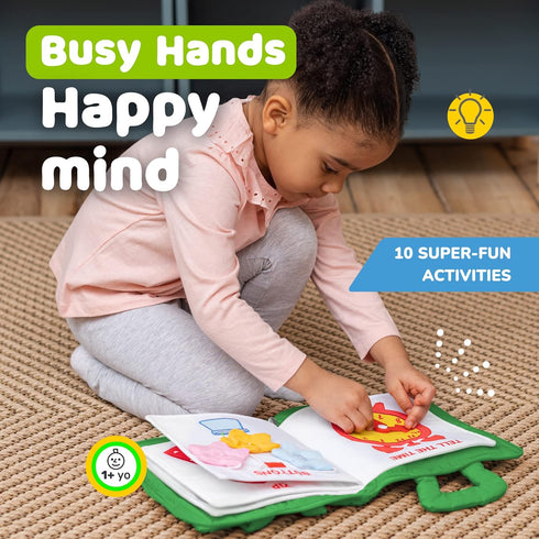 deMoca Busy Book for Toddlers 1-3, Quiet Book Montessori Toy with 9 Activities, Learning Felt Toy for Boys & Girls