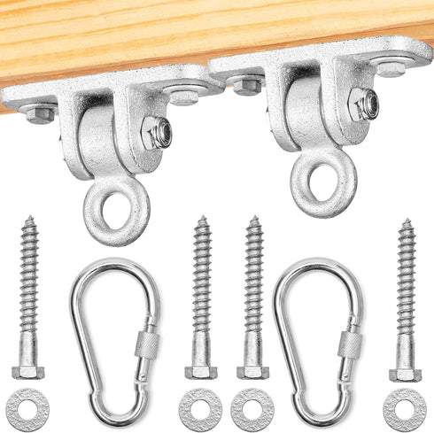 Jungle Gym Kingdom Swing Set Hangers - 2 Heavy Duty Brackets with Locking Snap Hooks for Indoor/Outdoor Use
