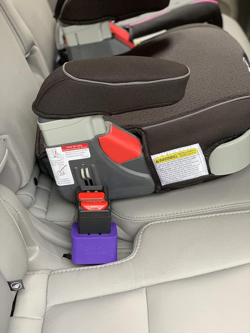 BPA Free Seat Belt Buckle Booster (2-Pack) - Raises Seat Belts for Easy Access, Free Sticker Set Gift