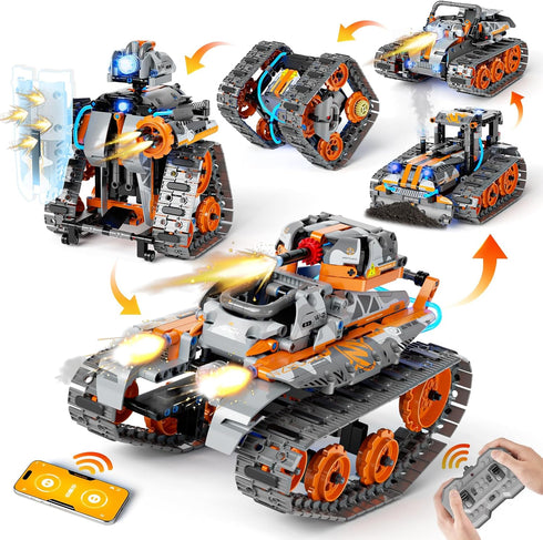 Nincoe STEM Building Toys for Boys 6-12, 5in1 Remote & APP Controlled Car/Tank/Robot/Tracked