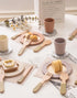 Set, 29PCS ROBOTIME Play Kitchen Dishes Wooden Toddler Plates and Dishes for Boys Girls Gifts