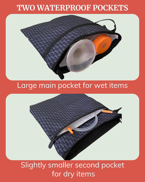 Wet Dry Bag - Waterproof Wet Bag for Travel, Swimsuit, Diaper, Clothes, Period Underwear Organizer