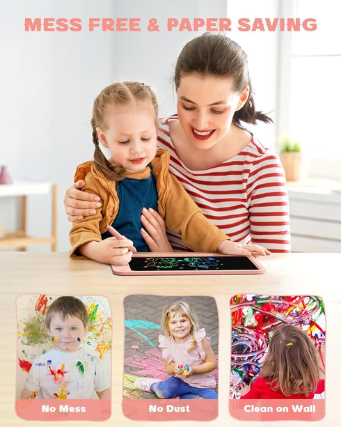 bravokids 10 Inch Drawing Tablet for Girls, Colorful LCD Writing Tablet for Kids, Erasable Drawing Pad for Toddler