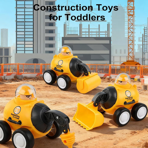 IOMDRWU 2 3 4 5 18 Construction Toys for Years Old Boy Girl Kid Toddler,Press to Go Engineering Friction Inertia Car
