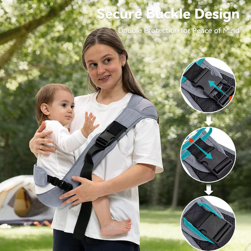 25-60lbs, Baby Carrier Newborn to Toddler - Adjustable Sling Carrier for Comfortable Hands-Free Carrying (Grey)