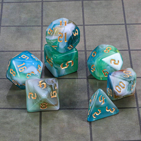 Set CiaraQ DND Polyhedral Dice with Dice Bag for Dungeons and Dragons RPG MTG Role Playing Table Games (Green Mixed