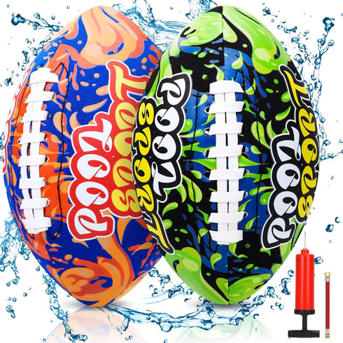 2 Pieces Waterproof Water Football for Kids, 9 Inch Beach Football for Pool Game, Dark Blue and Orange