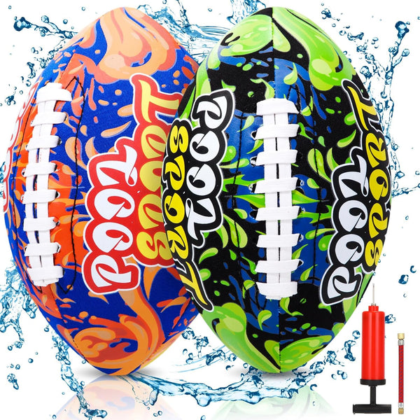 2 Pieces Waterproof Water Football for Kids, 9 Inch Beach Football for Pool Game, Dark Blue and Orange