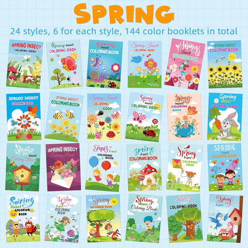 144 Liliful Pcs Spring Coloring Book Bulk for Adult DIY Art Stress Relief Drawing Book with Vibrant Patterns