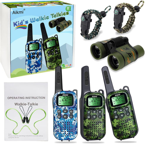 Walkie Talkies for Kids, Long Range 2 Way Radio for Outdoor Game, Gifts for Ages 5+ (Green Blue)