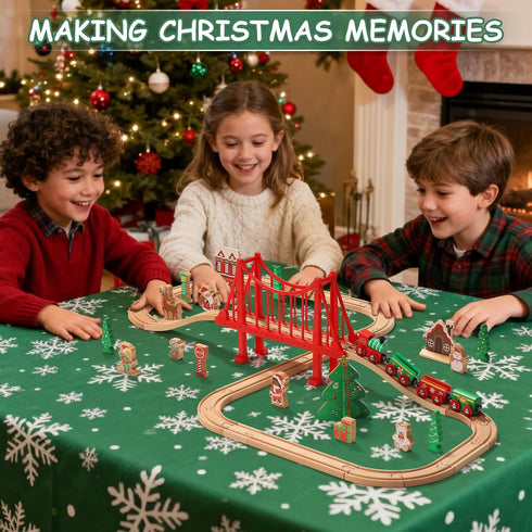 Set 50 Set Set Playset SainSmart Jr. Wooden Train Pcs Train - Toy Train with Exquisite Box, Wood Train Track Fit