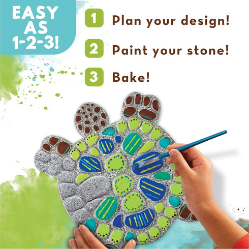 MindWare Turtle Stepping Stone Kit: Paint Your Own Stepping Stones for Kids Craft Kit Includes Paint, Brushes