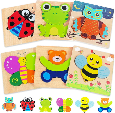 Bekayshad Wooden Puzzles - Toddler Toys for 1-3 Year Old Boys Girls, Animal Jigsaw Puzzles