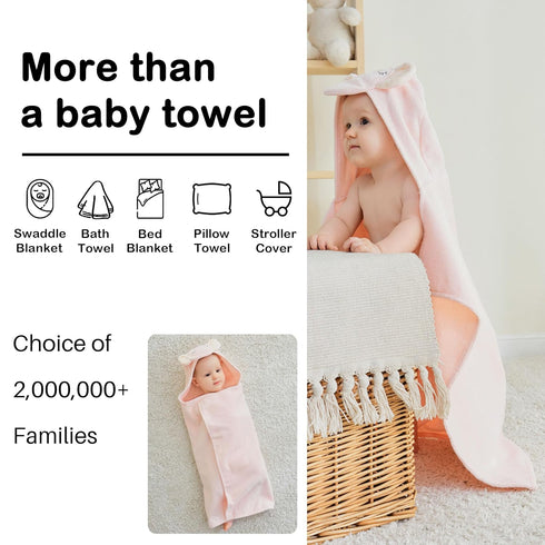 2 Pack Softan Baby Hooded Towels, Premium Soft Cotton Baby Bath Towels with Hood, Extra Thick and Super Absorbent