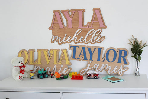 MYETCHEY 3D Large Wood Nursery Sign | Nursery name sign for Kids | Custom Wood Name Sign | Wood Baby Name Sign (Pink)