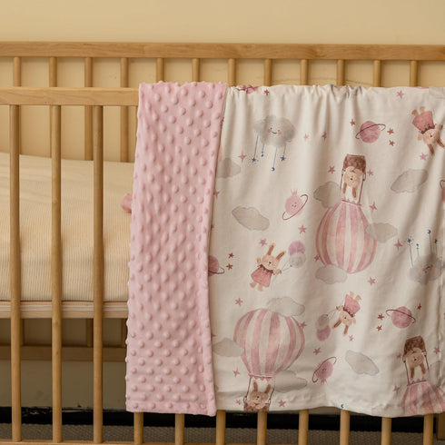 Cozy 30x40 Inches, Minky Baby Blanket Pink Cute Bunny Blanket, Soft Nursery Blanket for Girls Boys, Fluffy Toddler