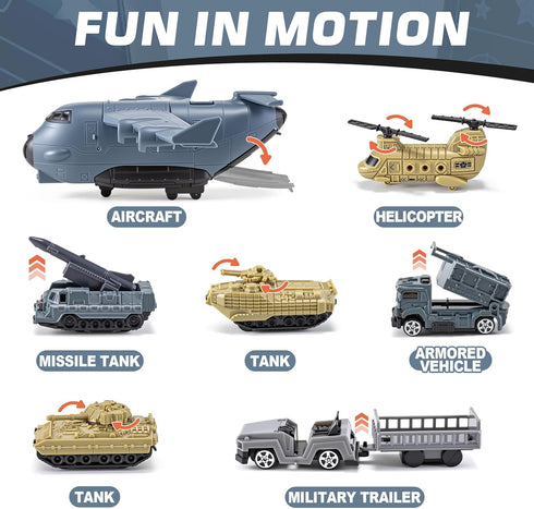 Set 14 Military Airplane Toy, Army Toys Military Base with Vehicles Plane Tank Trucks Helicopter Fighter Jet, Airport