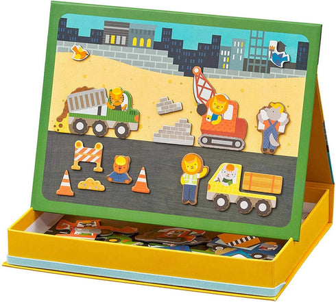 Petit Collage Magnetic Play Scene, Construction Site Magnetic Game Board with Mix