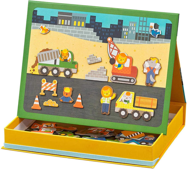 Petit Collage Magnetic Play Scene, Construction Site Magnetic Game Board with Mix