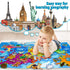 Taika Set, Set, 43x28 inch 4+ World Felt Felt World Map with World Famous Sights, Educational Play Mat Flannel Board