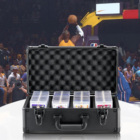 VEVOR 96 PSA Graded Card Storage Box with Key Lock, Foam Dividers for Sports Cards