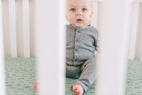 Soft Knit Crib Sheet/Toddler Sheet in Poe by Copper Pearl