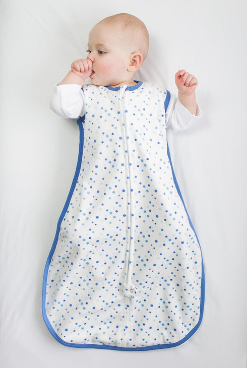 Amazing Baby Microfleece Sleeping Sack, Wearable Blanket with 2-Way Zipper, Playful Dots, Blue, Small 0-6 Month, Use
