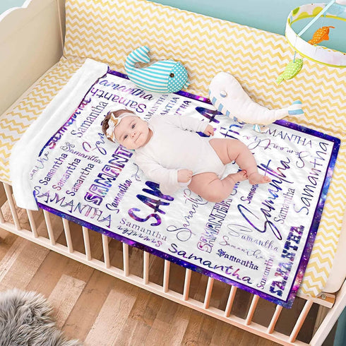 50x40inch D-Story Personalized Baby Blankets with Names, Custom Baby Girls Blanket Initial Swaddle Blanket