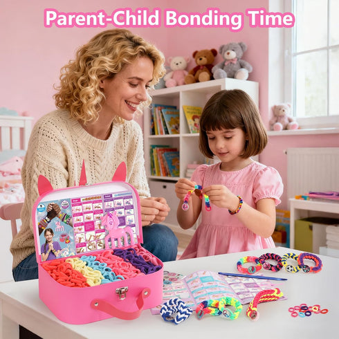 8-12, 1200 6 7 8 9 10 11 12 13 Bracelet Making Kit Gift for Girls Ages Colorful Elastic Cloth Rubber Loom Bands Weaving