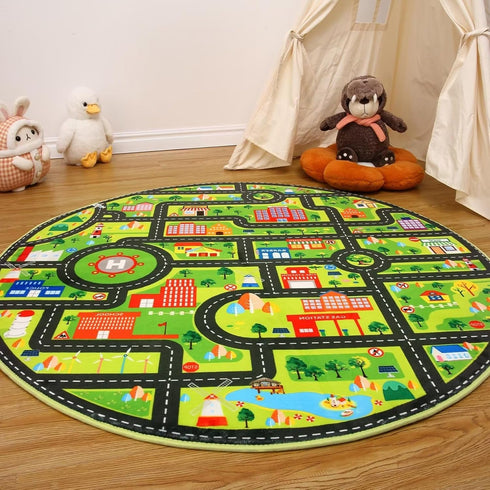 NANAN 4x4 Kids Rug Play Mat for Babies and Toddlers Car Rugs Kids Room Rug Play Mat for Children Toddlers Circle Rugs