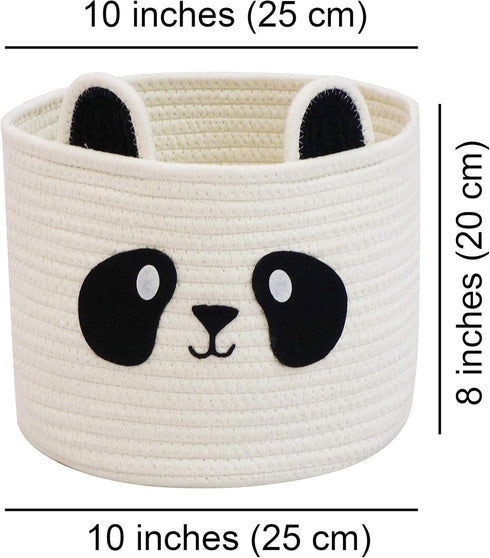 T&T Homewares Small Cute Panda Bear Basket for Kids Room Decor, Baby Shower, Baby Laundry Organizer