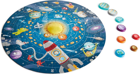 Hape Solar System Puzzle with Glowing LED Sun for Kids