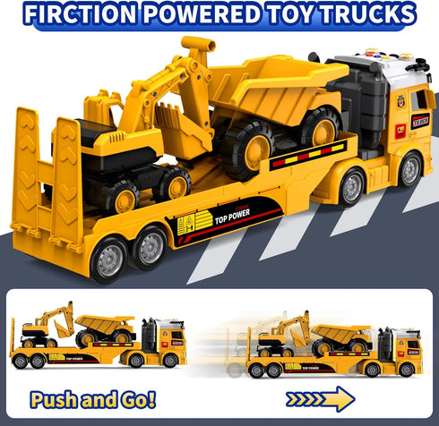 DWIRCTOYS 3 4 5 6 7 8 25" Toddler Boy Toys for Ages Years Old, Large Construction Carrier Truck Toy Excavator and Dump