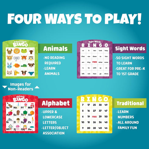 Chuckle & Roar Family Bingo Game, Classic Game for Kids, Counting and Matching Skills for Preschoolers