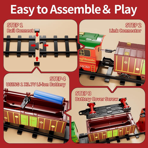 Garbo Star Set 4-8,Smokes,Christmas Set 3 4 5 6 7 8+ Train for Kids Ages Train with Smokes Lights and Sound Classic