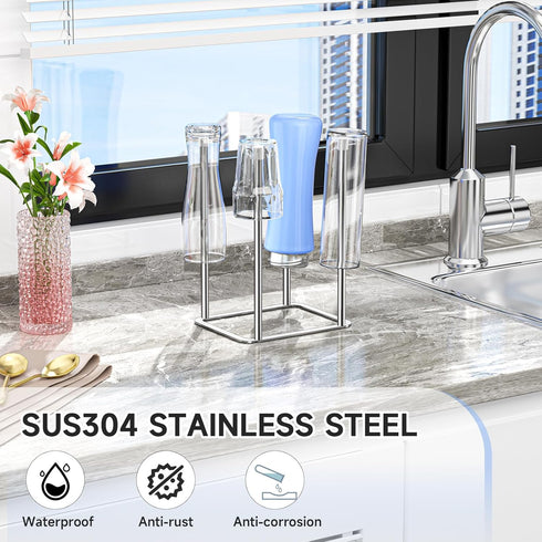 Countertop Water Bottle Drying Rack Reusable Bottle Rack Dryer Kitchen Stand Holder Metal Baby Bottle Drying Rack Water