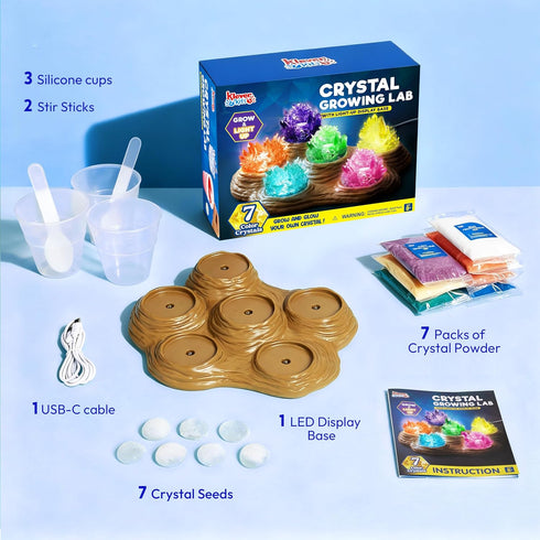 7 8-12 JOVA Klever Kits Crystal Growing Lab- Color Crystal Growing Kit with Light-Up Base, Educational Toys Birthday