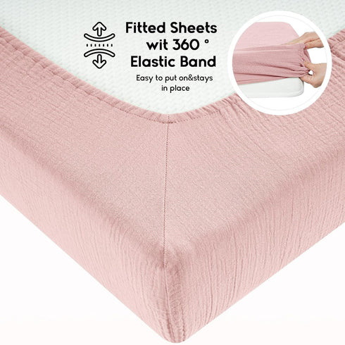 100% 2 Pack 52"x28" Yoofoss Muslin Crib Sheets for Boys & Girls - Cotton Fitted Baby & Toddler Sheet - - Soft