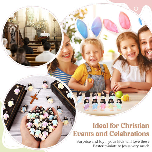 Bememo 100 Pcs Jesus Toys, Miniature Jesus Figurine for Easter Egg Stuffers, Classic Religious Gifts