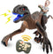Dinosaur Toys for Kids - 2.4G Remote Control Velociraptor with 3D Eye, Shaking Head, LED Light & Roaring Sounds for 6+