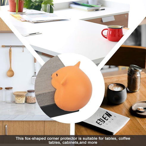 CAIRIAC 4 Large Corner Protectors for Furniture, Adhesive Corner Guards, Cute Fox Shape Decorative Silicone Corner
