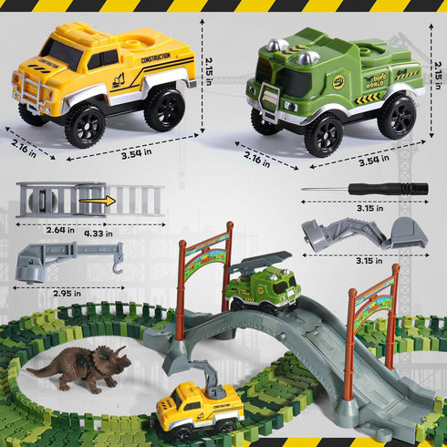 Fajiabao Race Tracks Cars Replacement, Kids Construction Toys Cars with LED Light, Compatible with Most Race Tracks