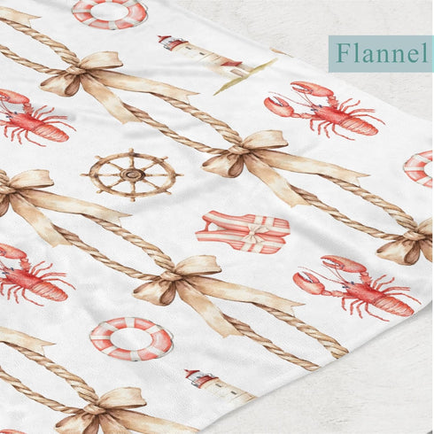 Wicbfdfv Summer 50x60inch Cute Lobster Lighthouse Rudders Bows Stripe Baby Blankets for Boy Girl Swim Flannel Fleece