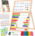 Wooden Abacus for Kids Math - Double-Sided Blackboard Whiteboard for Toddlers with