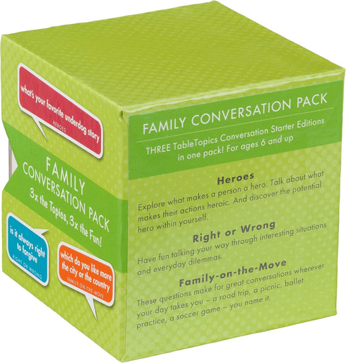 TableTopics Family Conversation Pack Card Game, 120 Starter Cards for Family Connection, Boxed Set of 3