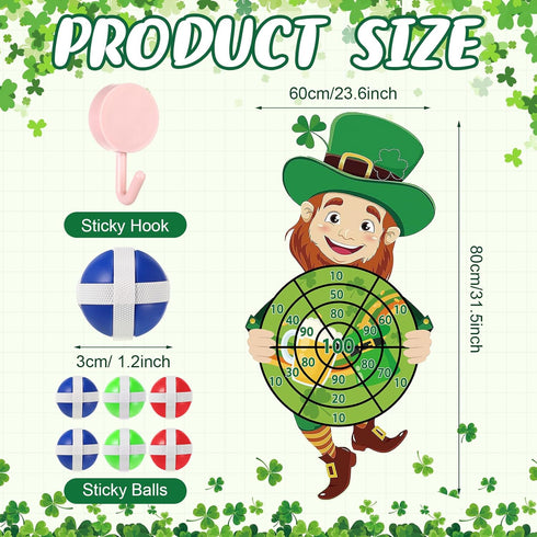 Seenelling Set 23.6 31.5in 6 St Patricks Day Games Large x Dart Board Games with Sticky Balls Irish Party for Adults