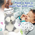 Hopearl Peek A Boo Husky Interactive Plush Dog Toy, Musical Singing Talking Stuffed Animal, Gray, 11.5''.
